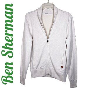 BEN SHERMAN 100% COTTON SHAWL COLLAR ELBOW PATCH GRANDPA CARDIGAN IVORY, Size XS